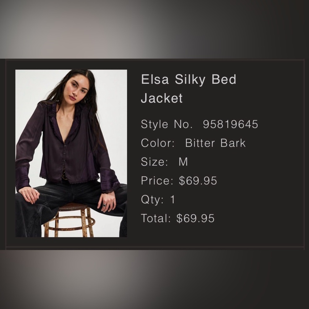 Free People Elsa Silky Bed Jacket - Picture 5 of 8